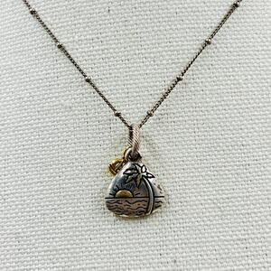 Brighton Sailboat Live Life Pendant Necklace Coastal Beach Minimalist Preppy